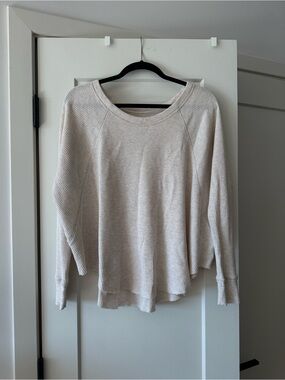 We The Free Cream Waffle-Knit Crewneck Sweater
